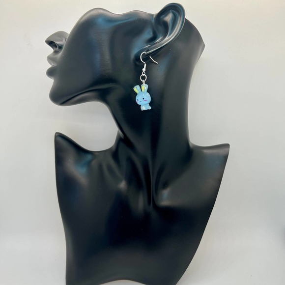 Bunny Earrings - Rabbit Earrings - Glitter Earring - Easter Earring - Blue Bunny - Picture 8 of 10